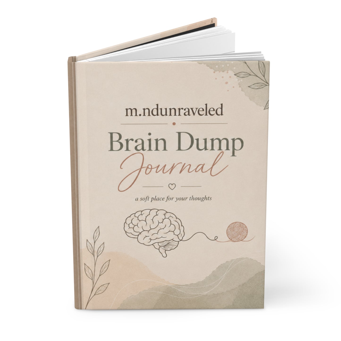 Brain Dump Hardcover Journal, Mental Health Lined Journal, Self Care, Anxiety Relief Notebook, Gift Inspired
