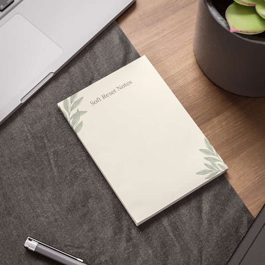Mental Health Notepad, Self Care Sticky Notes, Soft Reset Desk Pad, Choose Your Size