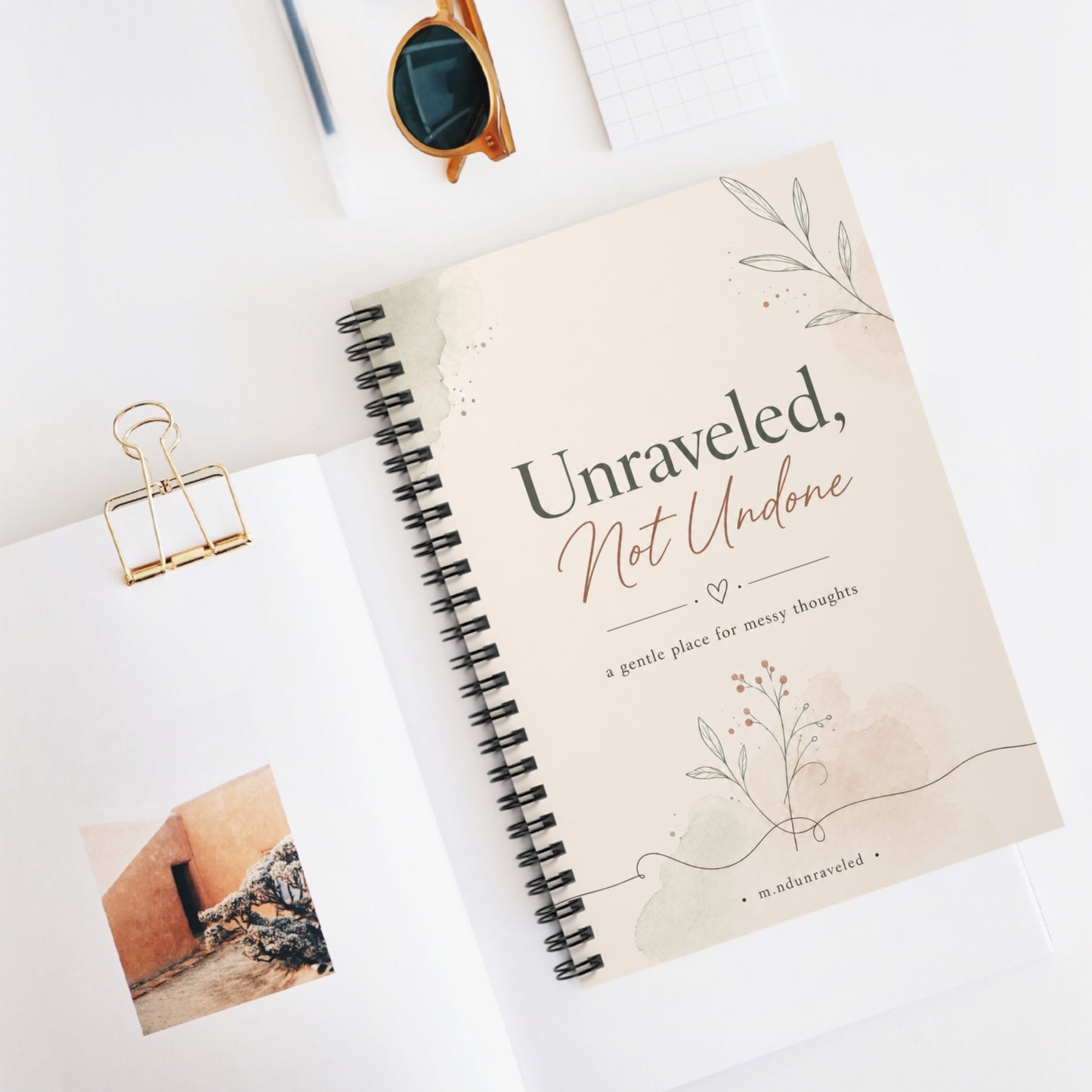 Unraveled Not Undone Spiral Notebook, Mental Health Notebook, Self Care Journal, Therapy Notes Notebook, Thought Dump Journal, Gift for Her