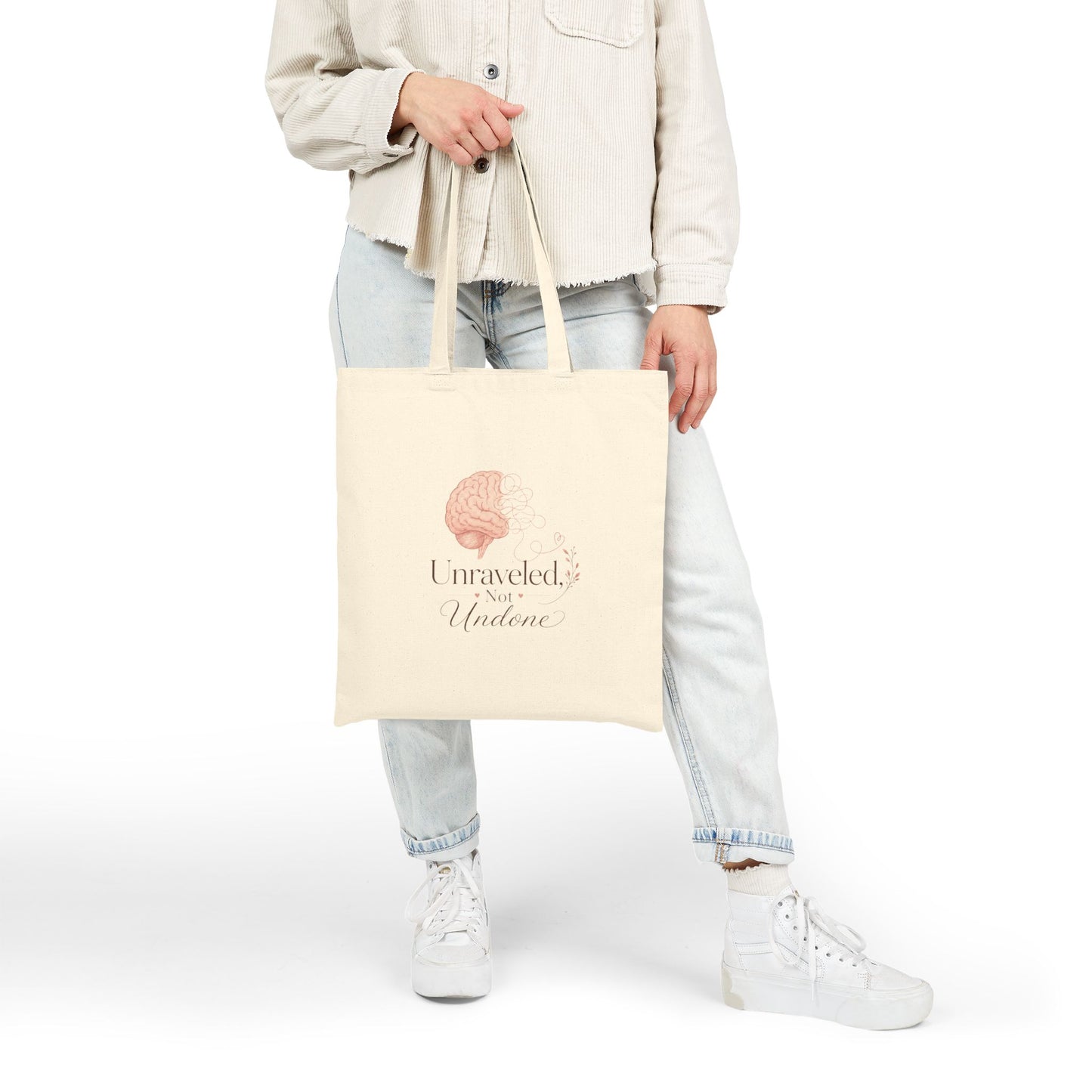 Unraveled Not Undone Tote Bag, Mental Health Tote, Self Care Bag, Positive Quote Tote, Book Lover Bag, Therapy Tote Bag