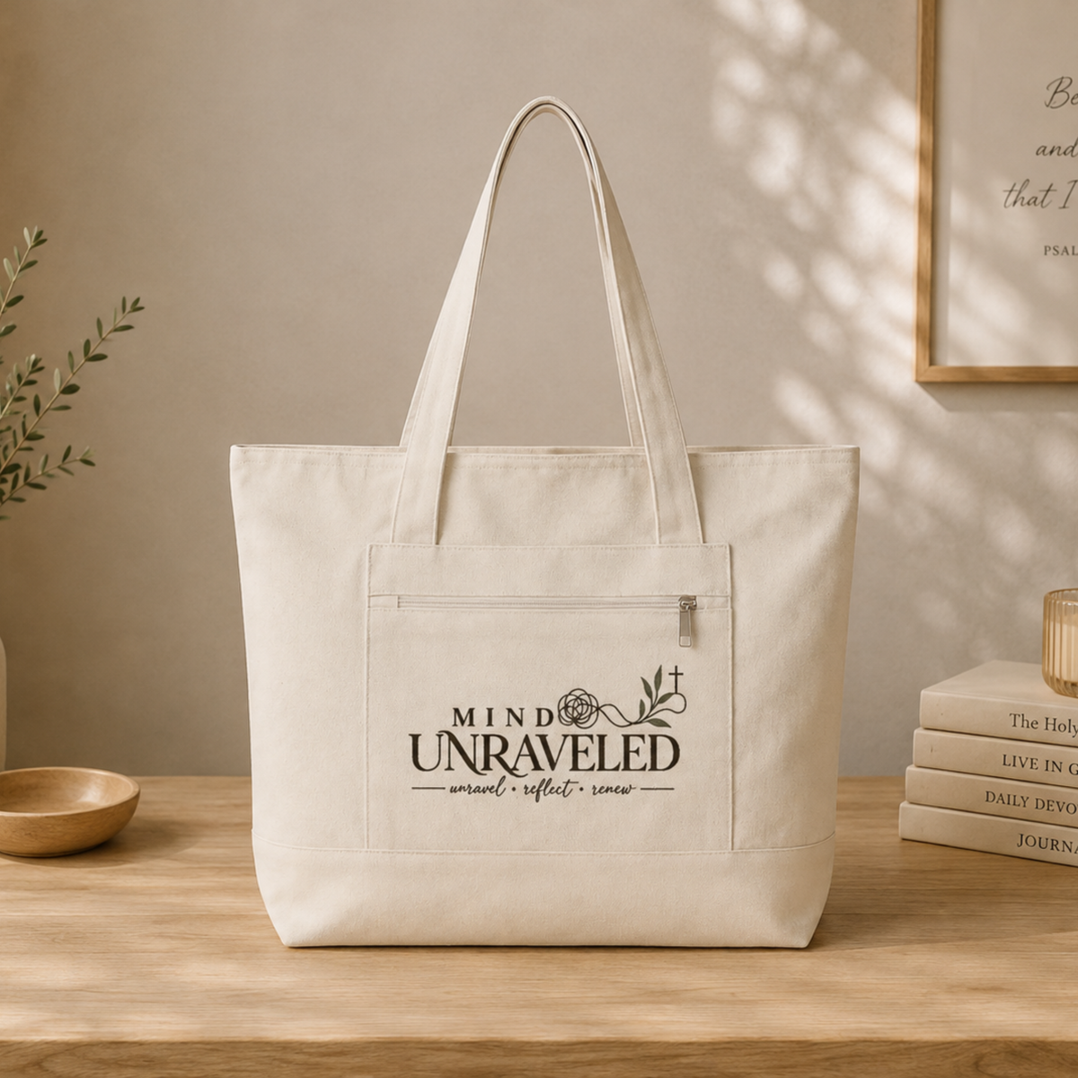Mind Unraveled Zipper Canvas Tote
