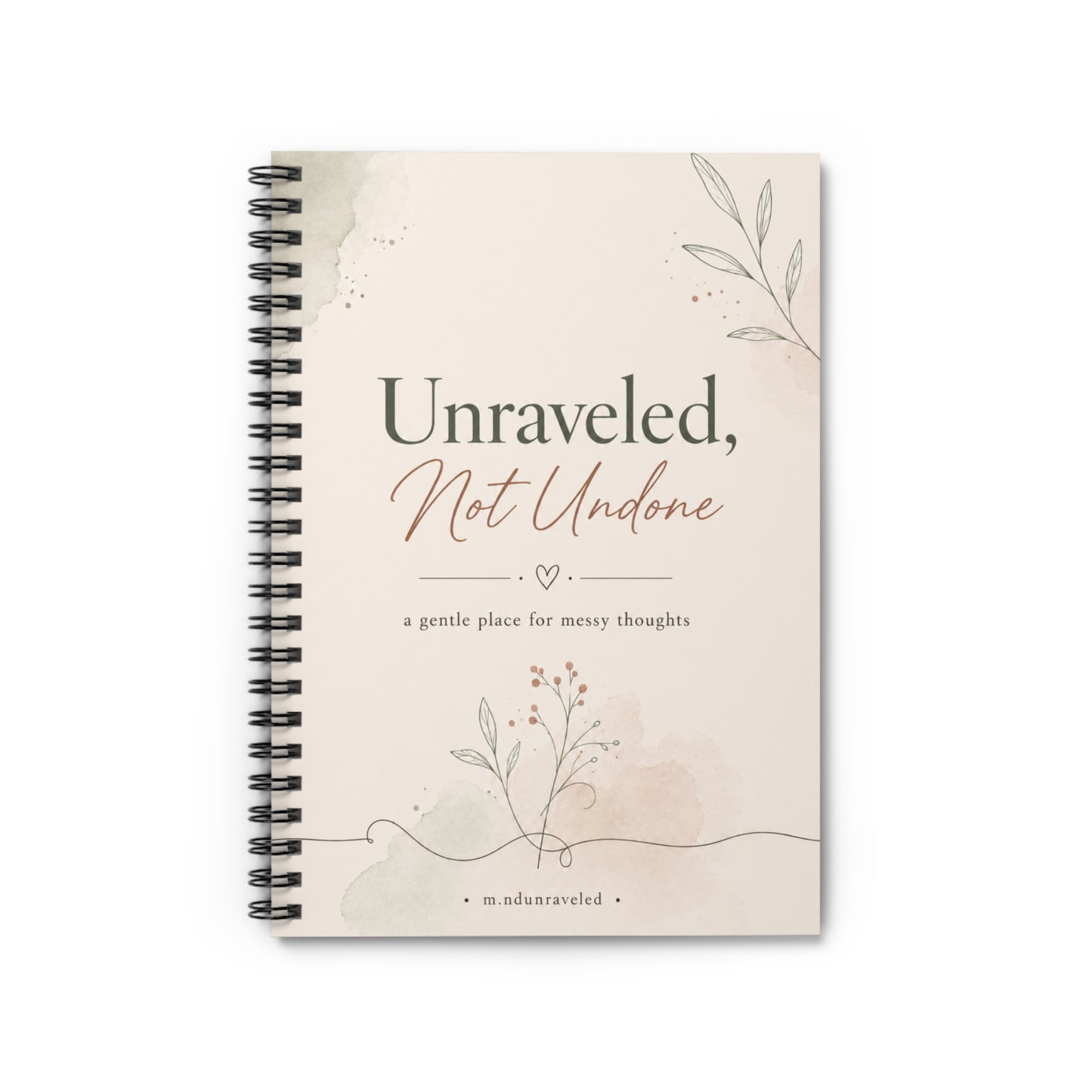 Unraveled Not Undone Spiral Notebook, Mental Health Notebook, Self Care Journal, Therapy Notes Notebook, Thought Dump Journal, Gift for Her