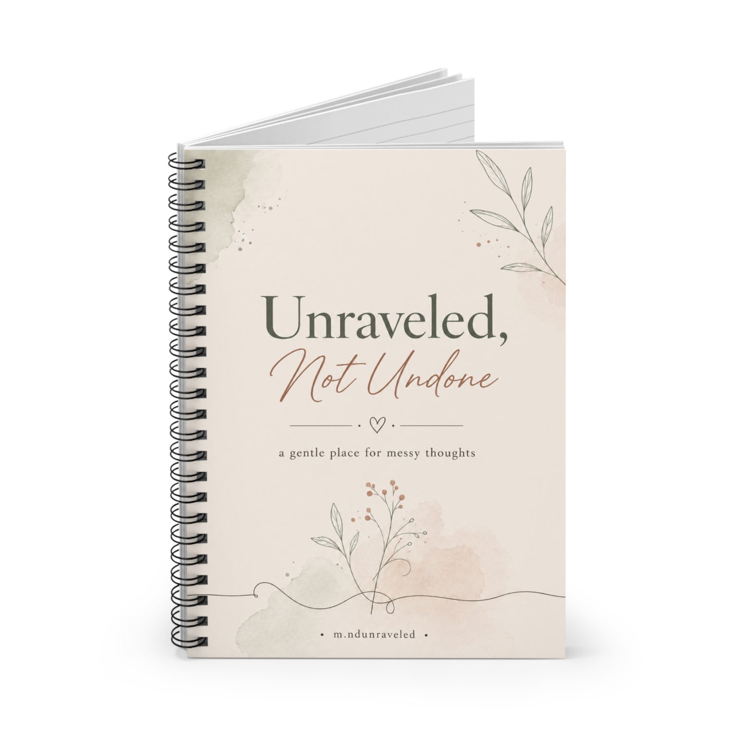 Unraveled Not Undone Spiral Notebook, Mental Health Notebook, Self Care Journal, Therapy Notes Notebook, Thought Dump Journal, Gift for Her
